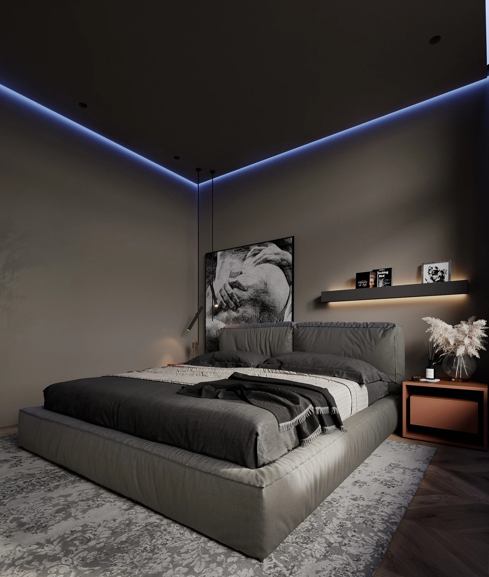 俄罗斯 74㎡深色系空间设计-18