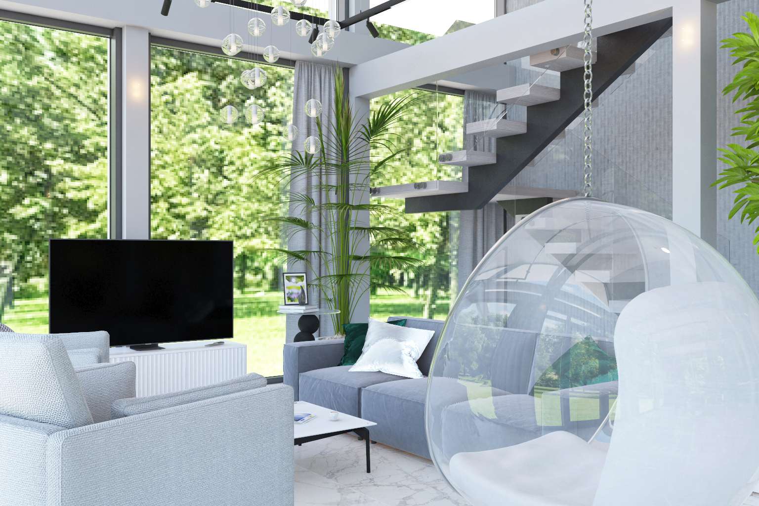 Светлый интерьер для дома фахверк-1