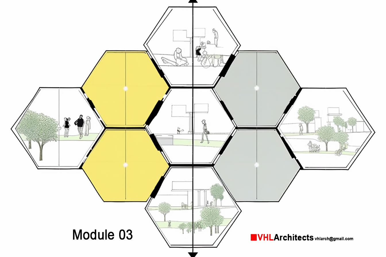 Mult colective housing with hexagonal structure-16