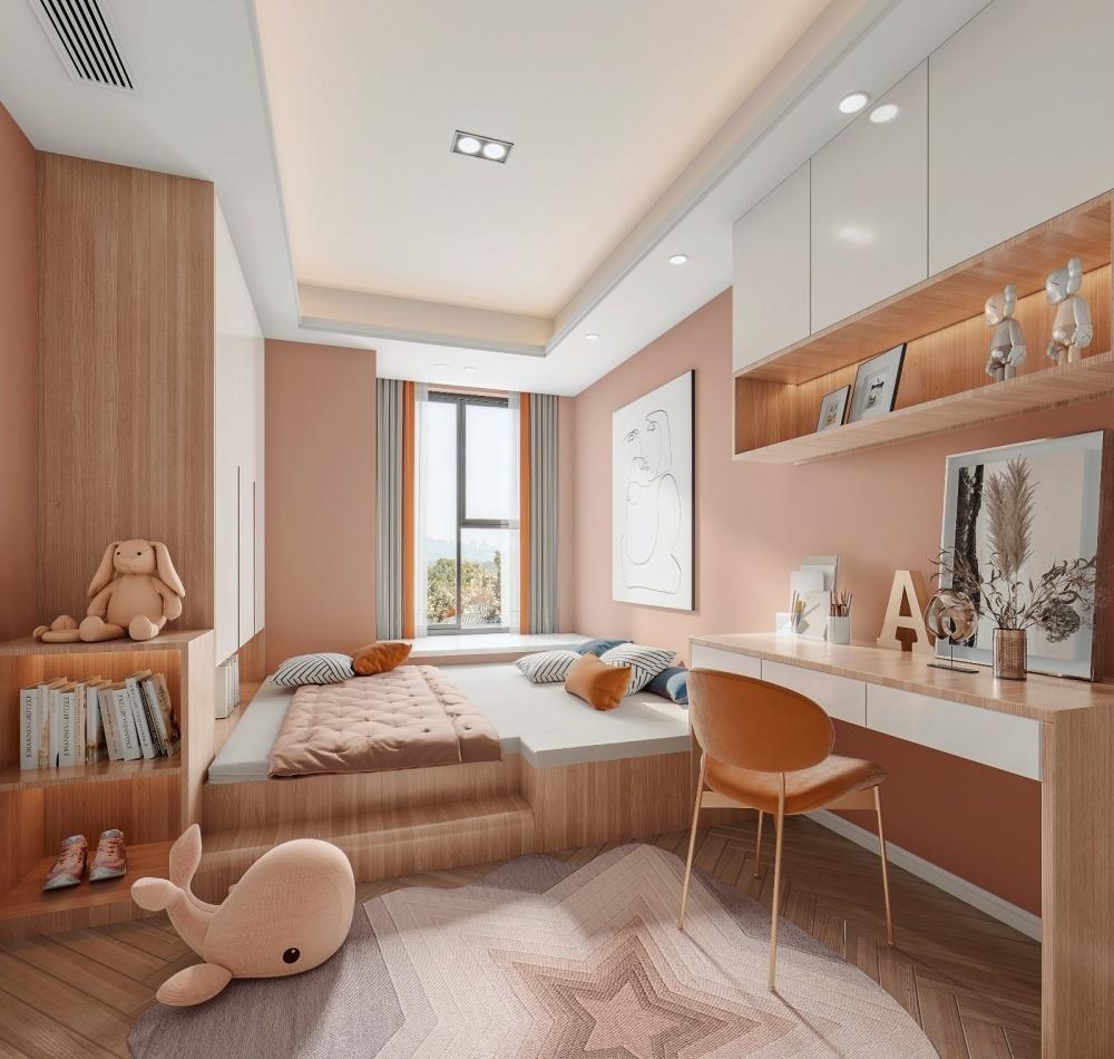 新中式家居设计 | 双 L 造型电视背景、无主灯设计-21