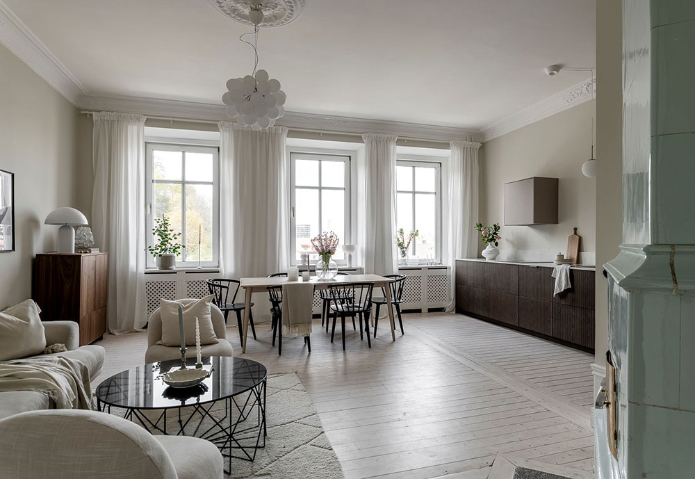 瑞典哥德堡优雅公寓 | 木质厨房与柔和色彩的完美结合-14