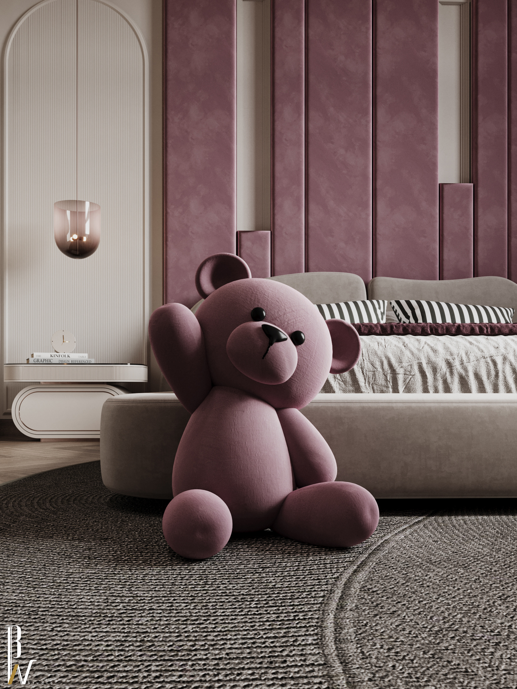 女孩卧室设计丨Black N White-13