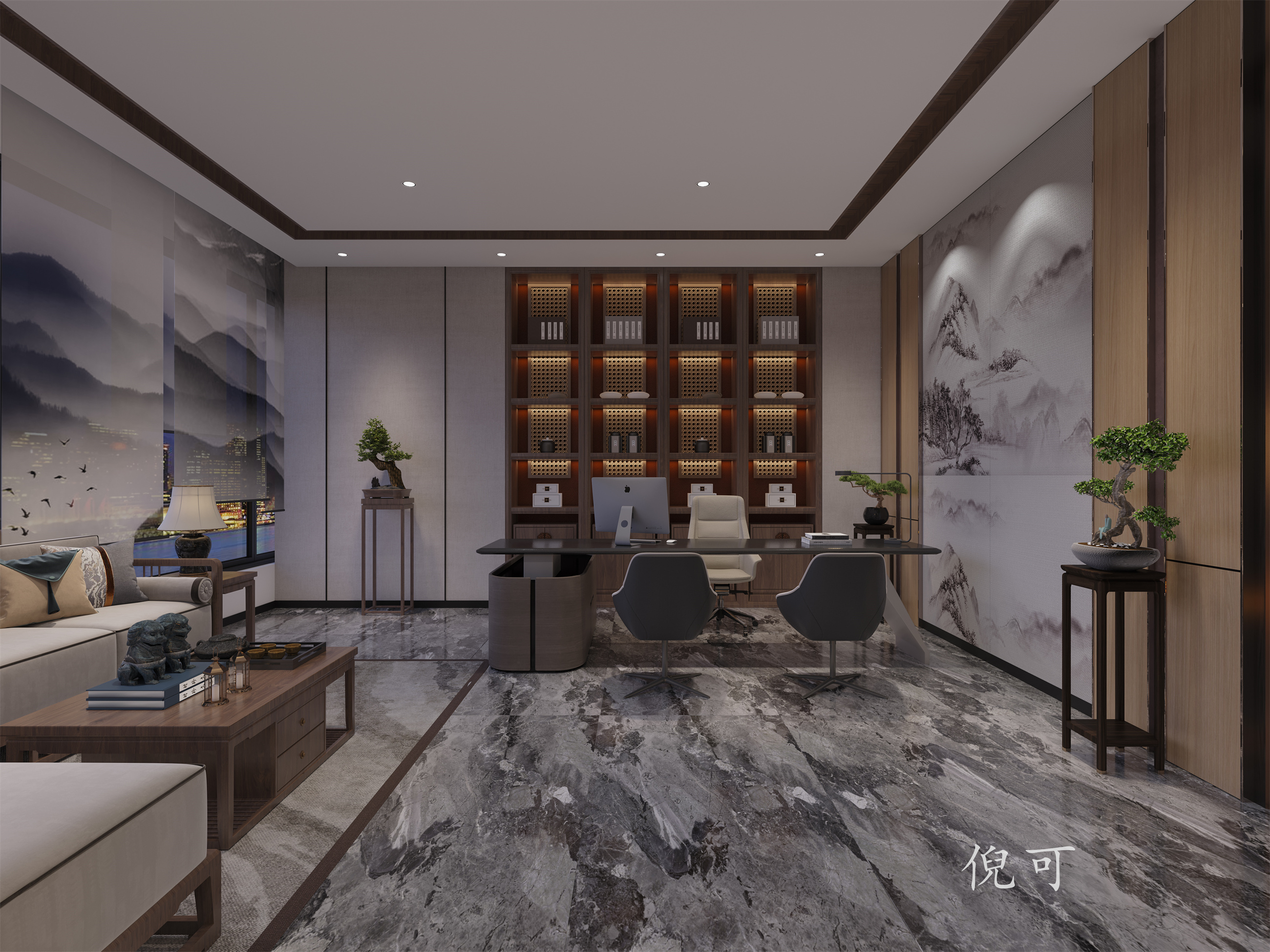 新中式|大气沉稳办公室设计-2