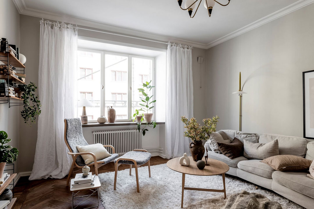 瑞典哥德堡公寓的花卉墙纸餐厅设计-10