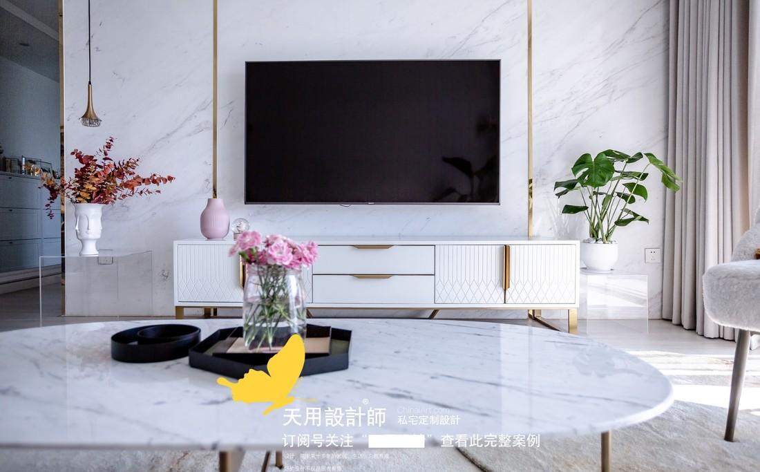 95 平米轻奢风格少女系家居,金属绿植打造甜蜜空间-5