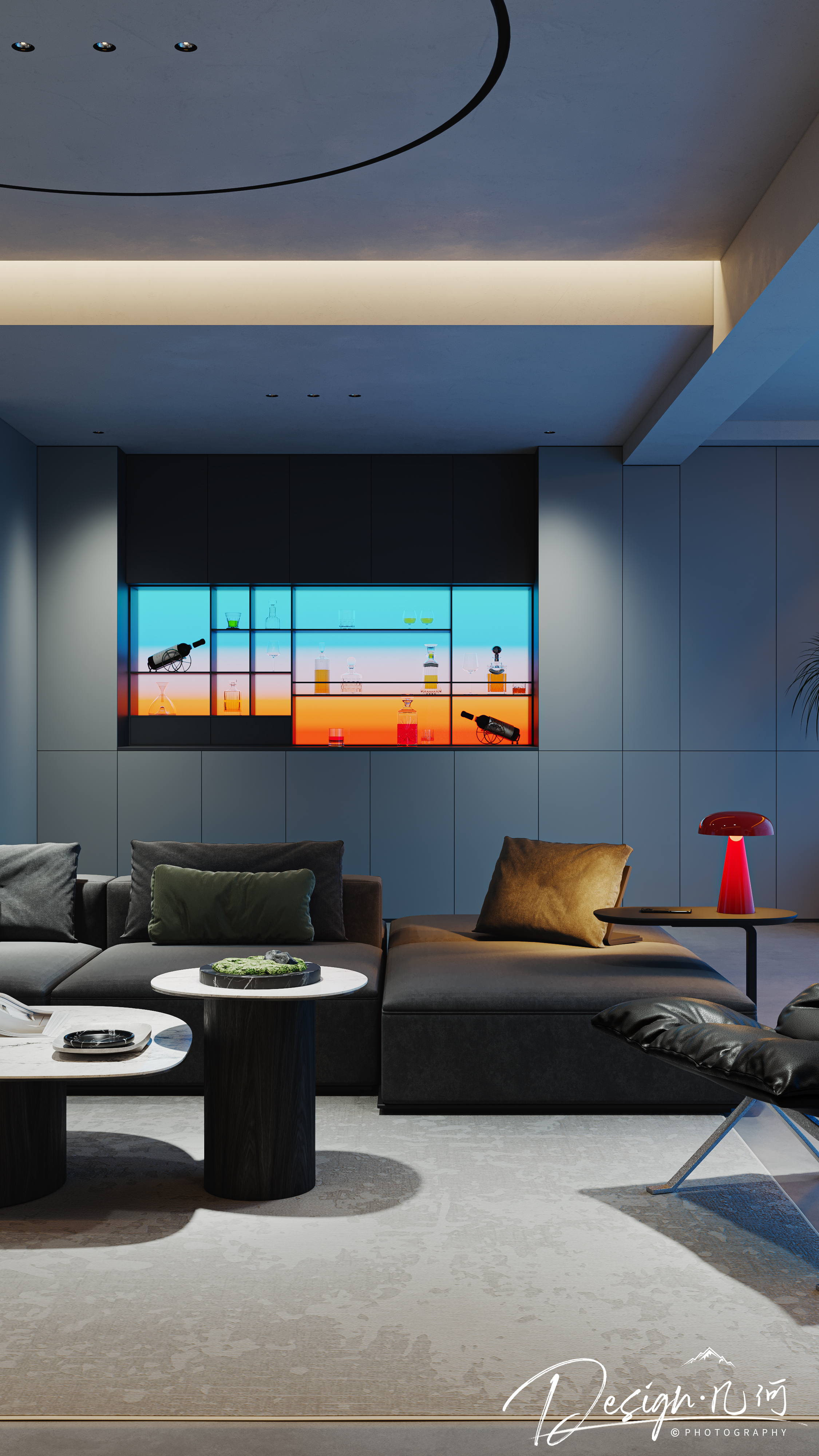 几何空间视觉表现 | 星海国际现代客餐厅（夜景）-8