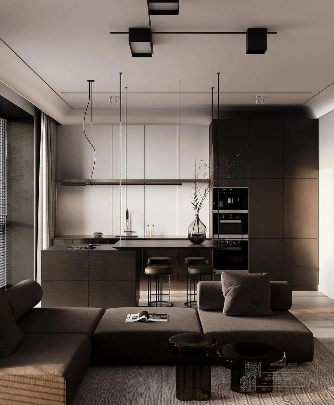 现代黑白灰极简主义空间设计-9