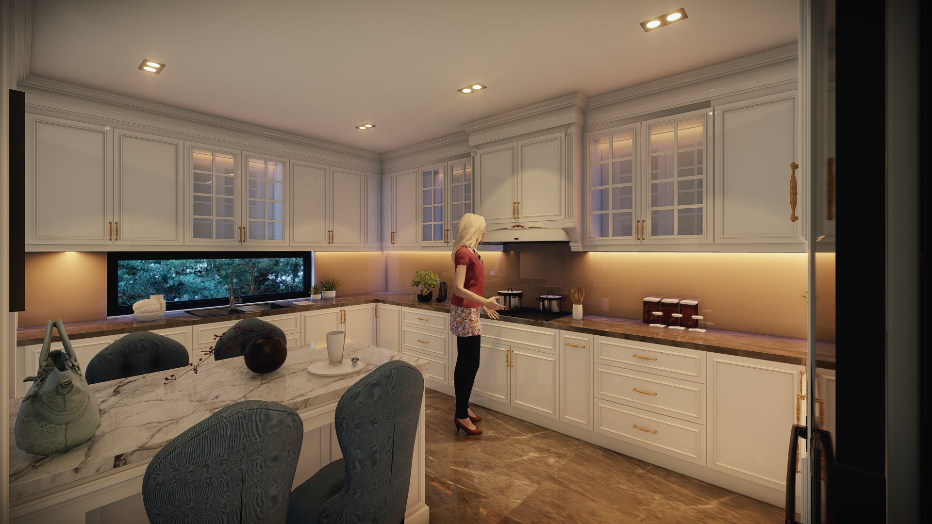 تصميم داخلي كامل لفيللا نيو كلاسيك-8