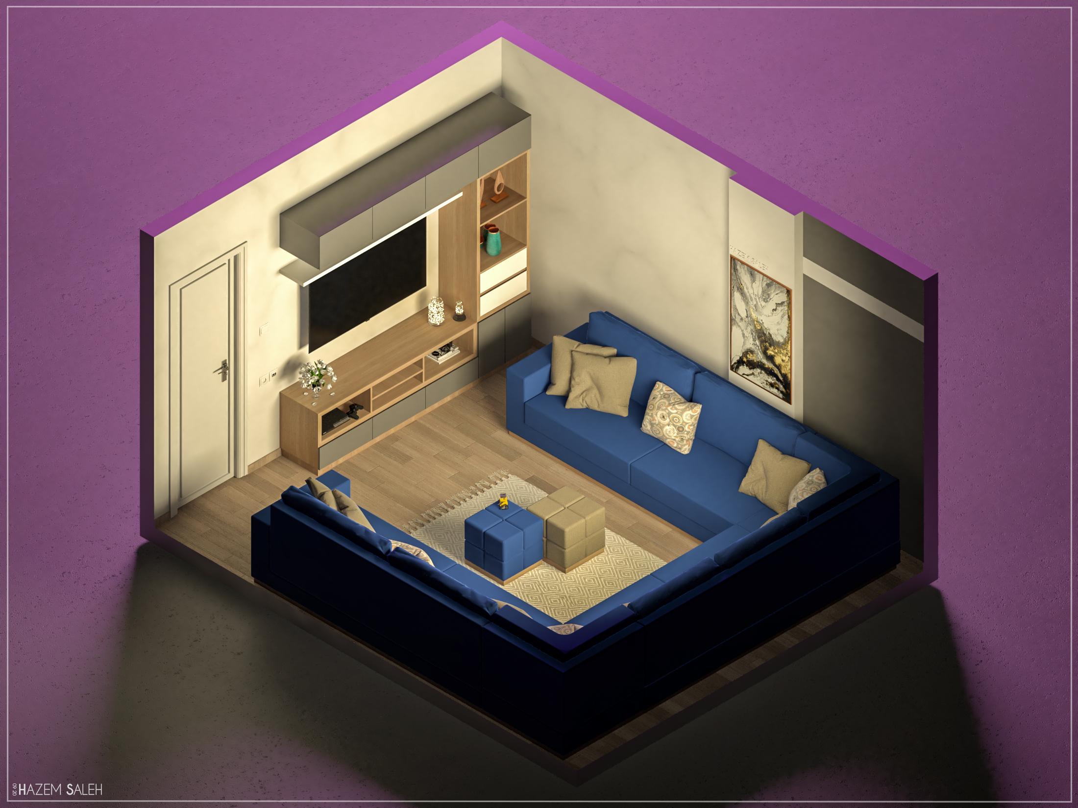 LIVING ROOM - ISOMETRIC-1