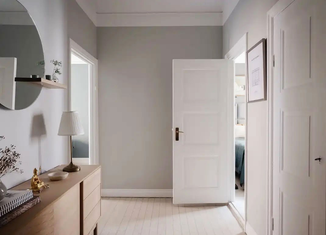 斯德哥尔摩小公寓的时尚灰色蓝色墙面设计-15