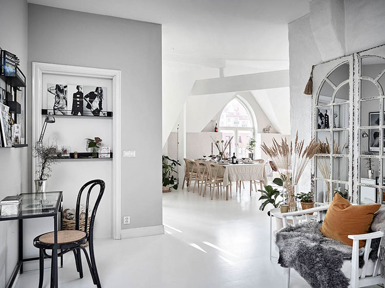 独特拱窗的斯堪的纳维亚风格阁楼公寓-19