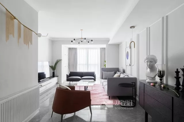 茱萸粉+祖母绿，塑造复式轻奢风  双宝设计机构-1