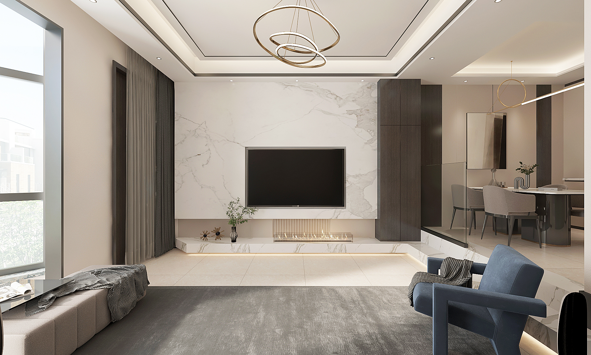 现代风格别墅//对比不强烈的简单的大空间-4