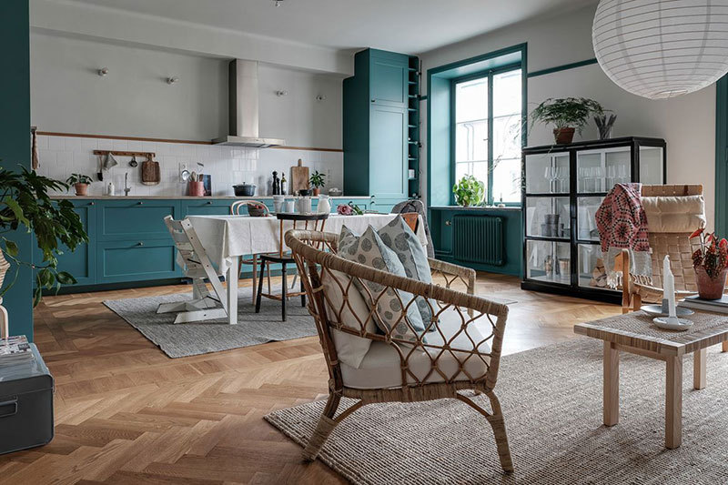绿色调的斯堪的纳维亚公寓设计-7