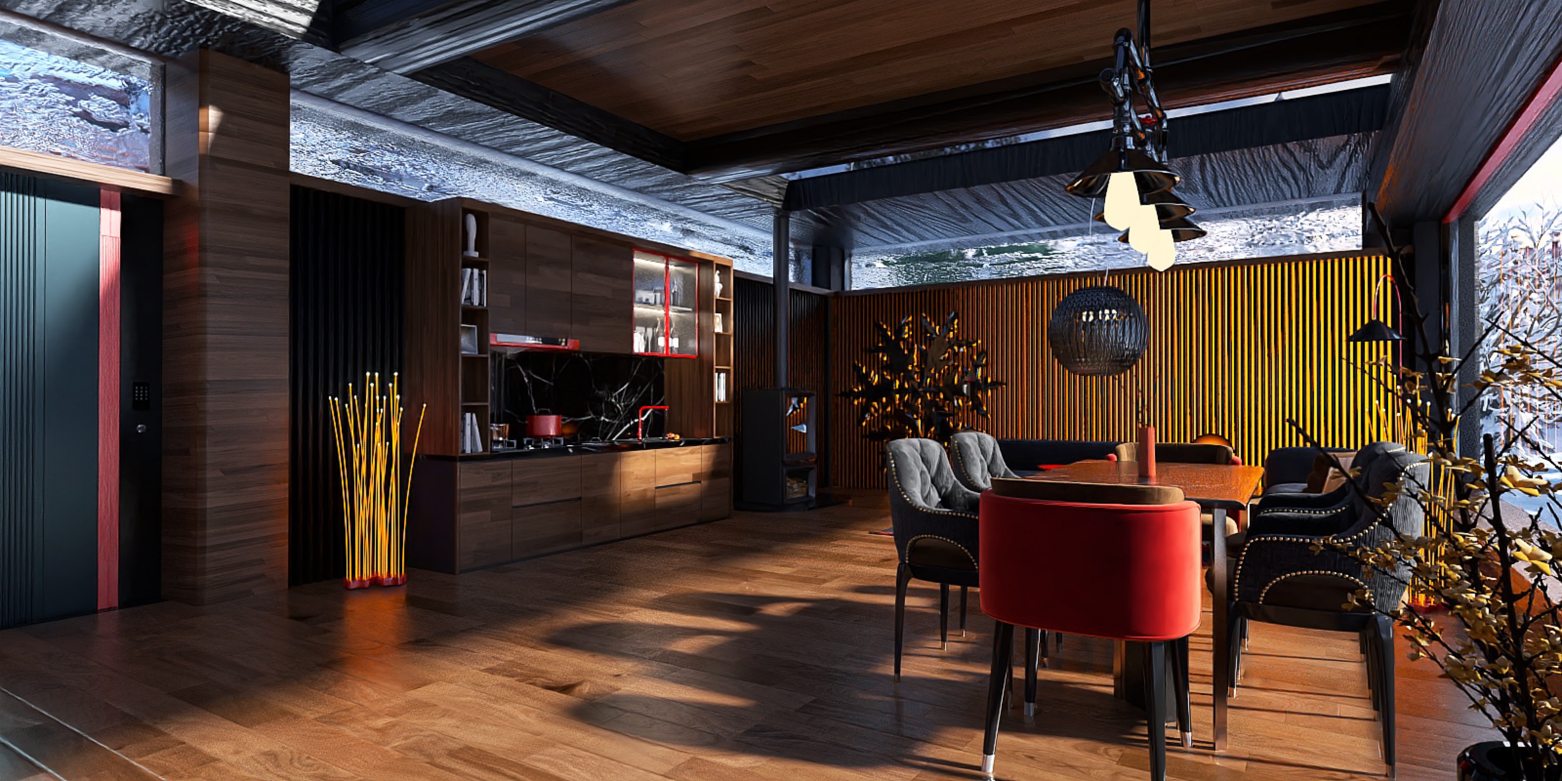 Black House in a Winter Landscape – 3D Design Project-1