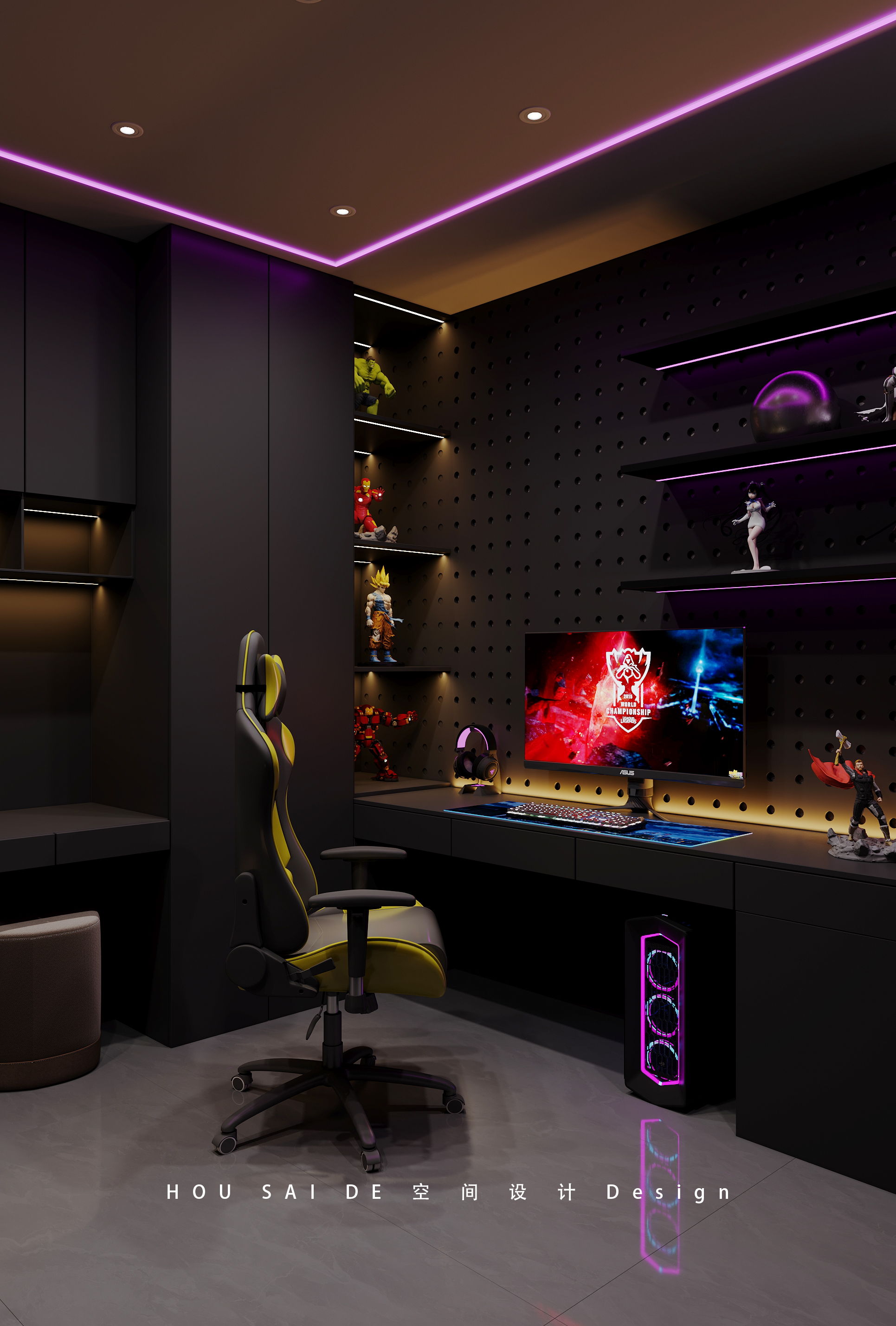 暗黑极简风格室内设计丨中国河北丨HSD 设计林-27