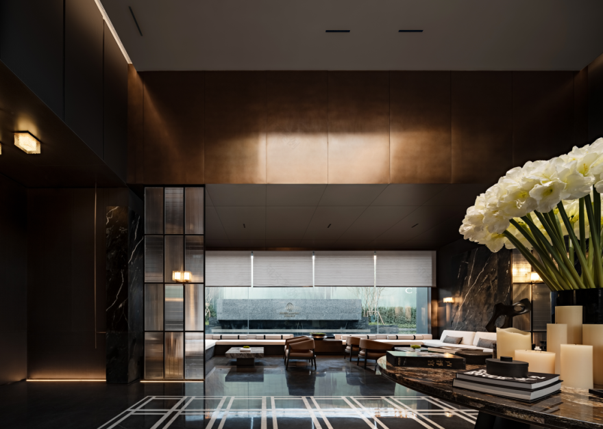 700㎡高级黑售楼处丨李益中空间设计-34