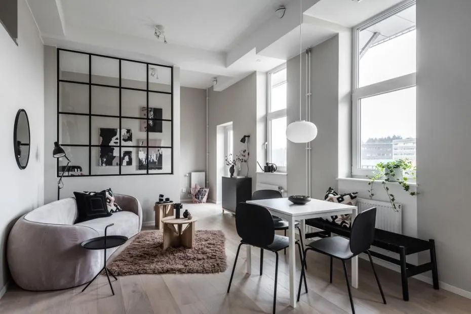 瑞典 40㎡中性风公寓，黑白灰++ 香芋紫，打造温柔独立空间-8