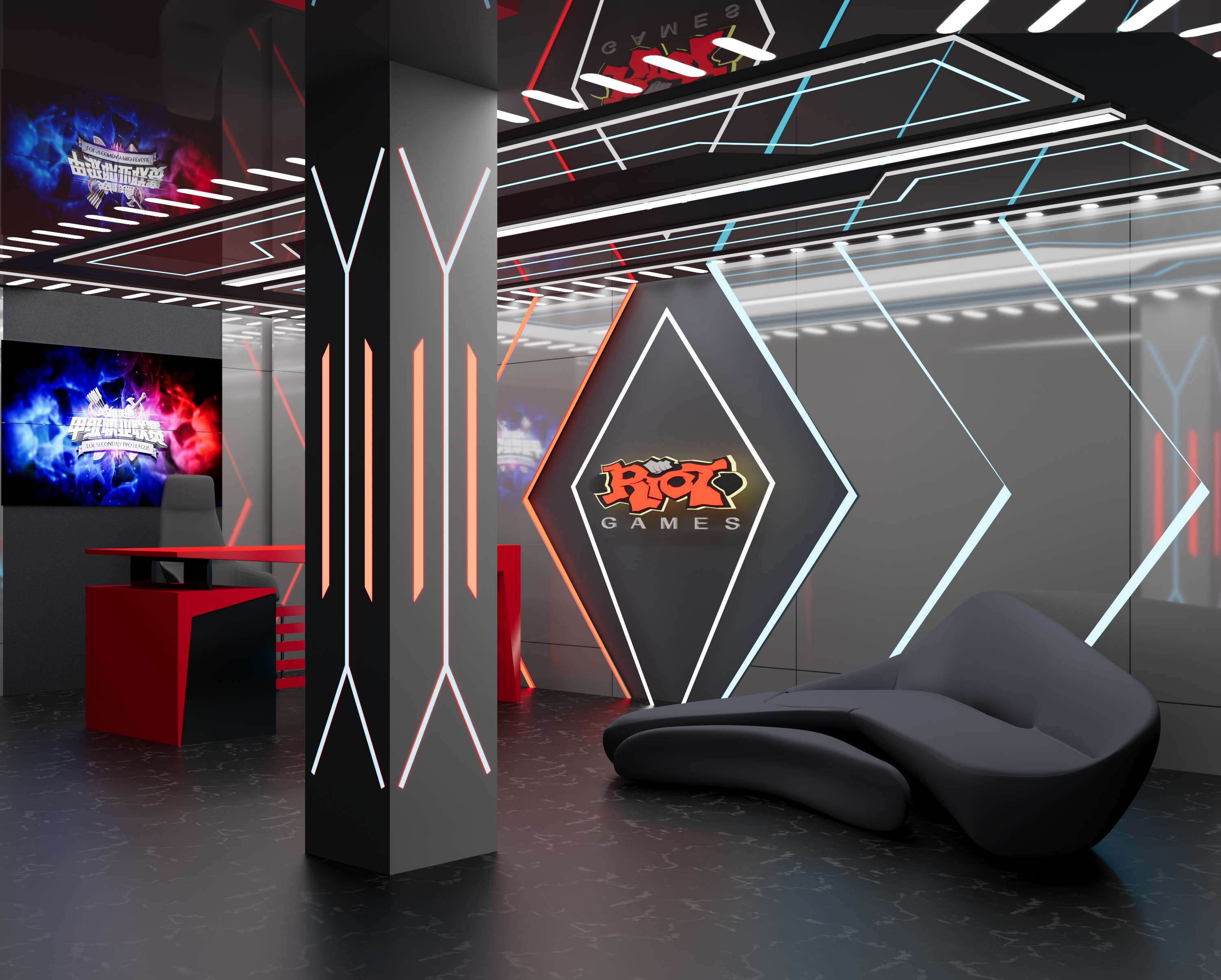 Riot Games 公司科技风室内设计-16