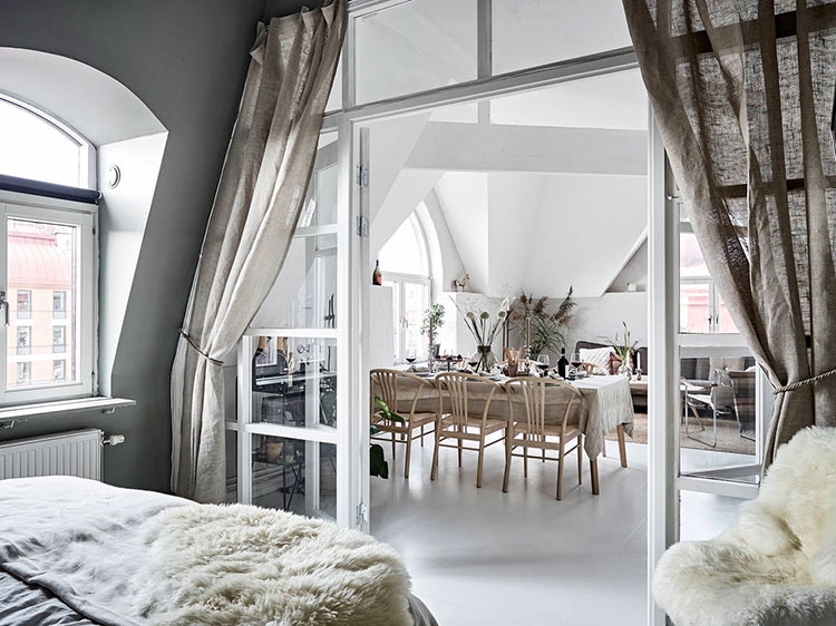 独特拱窗的斯堪的纳维亚风格阁楼公寓-16
