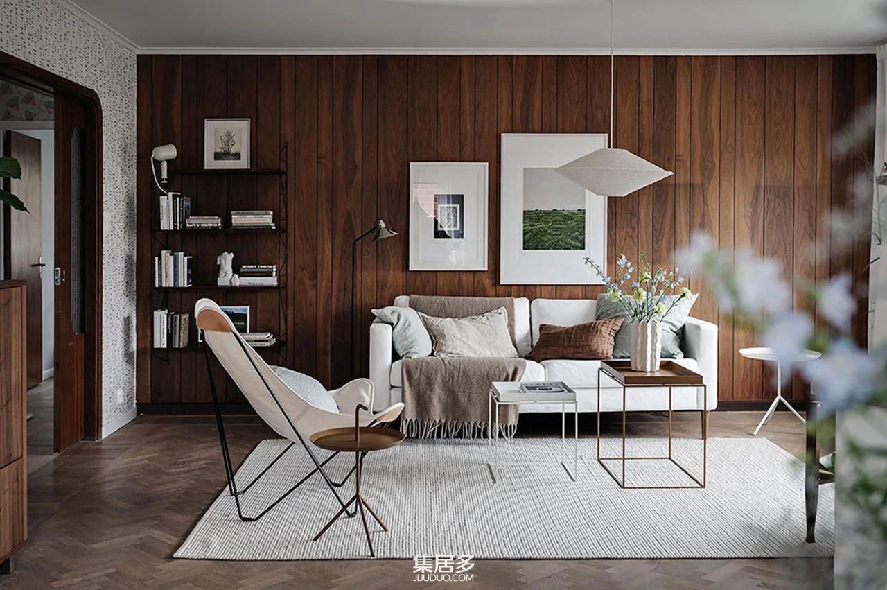 瑞典小屋复古壁纸与木墙设计-12