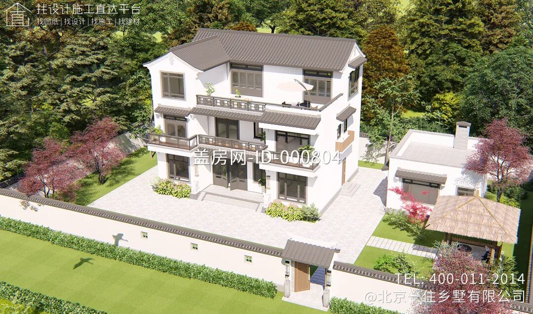 【设计师案例】土建参考造价95万，面宽14.4m×进深10.9m湖北宜昌三层新中式别墅-38