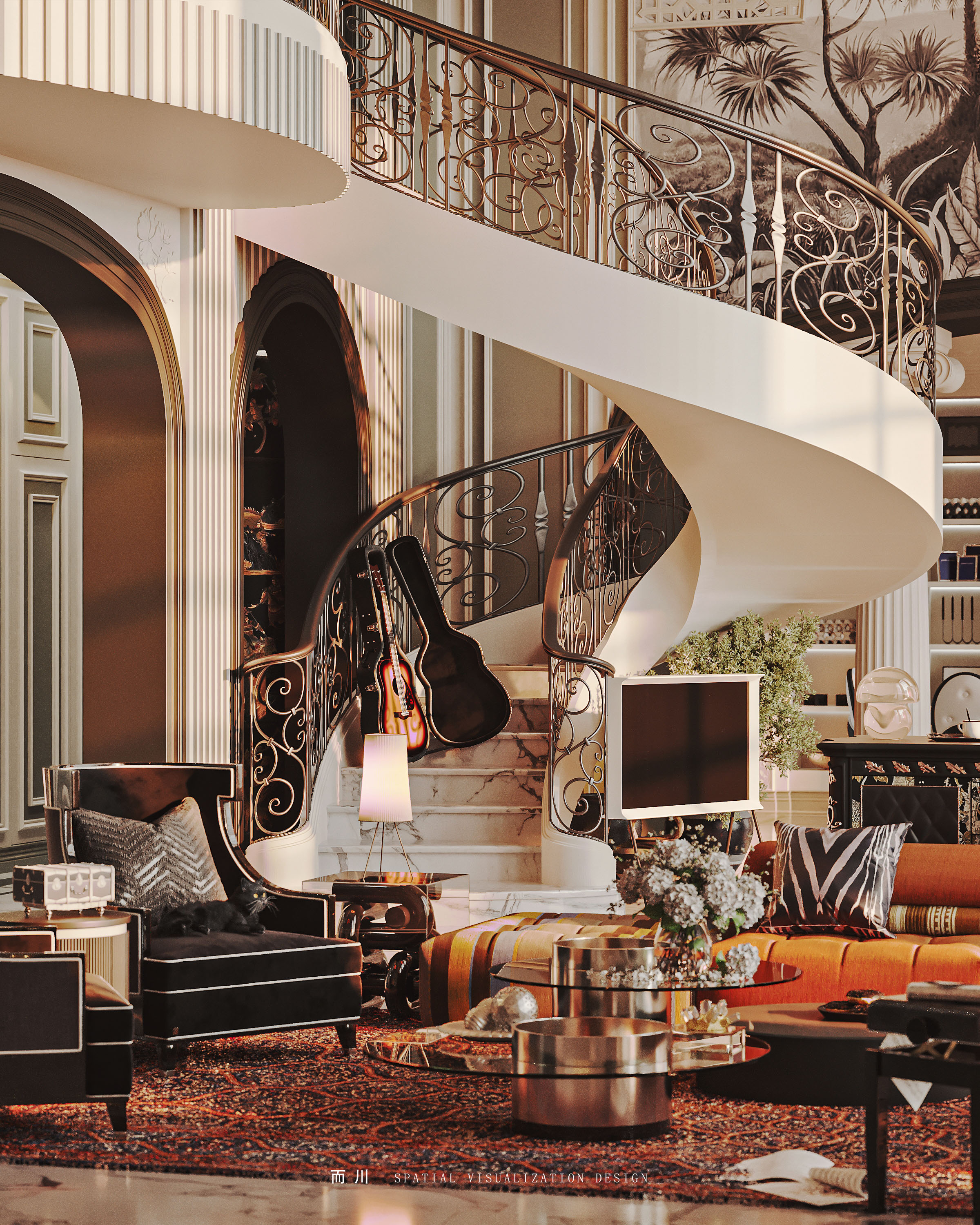 美式别墅丨而川空间可视化工作室-30