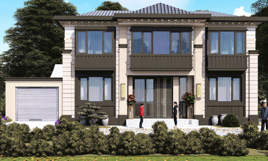 【设计师案例】土建参考造价40万，面宽13.4m×进深8.9m北京顺义二层新中式别墅-1