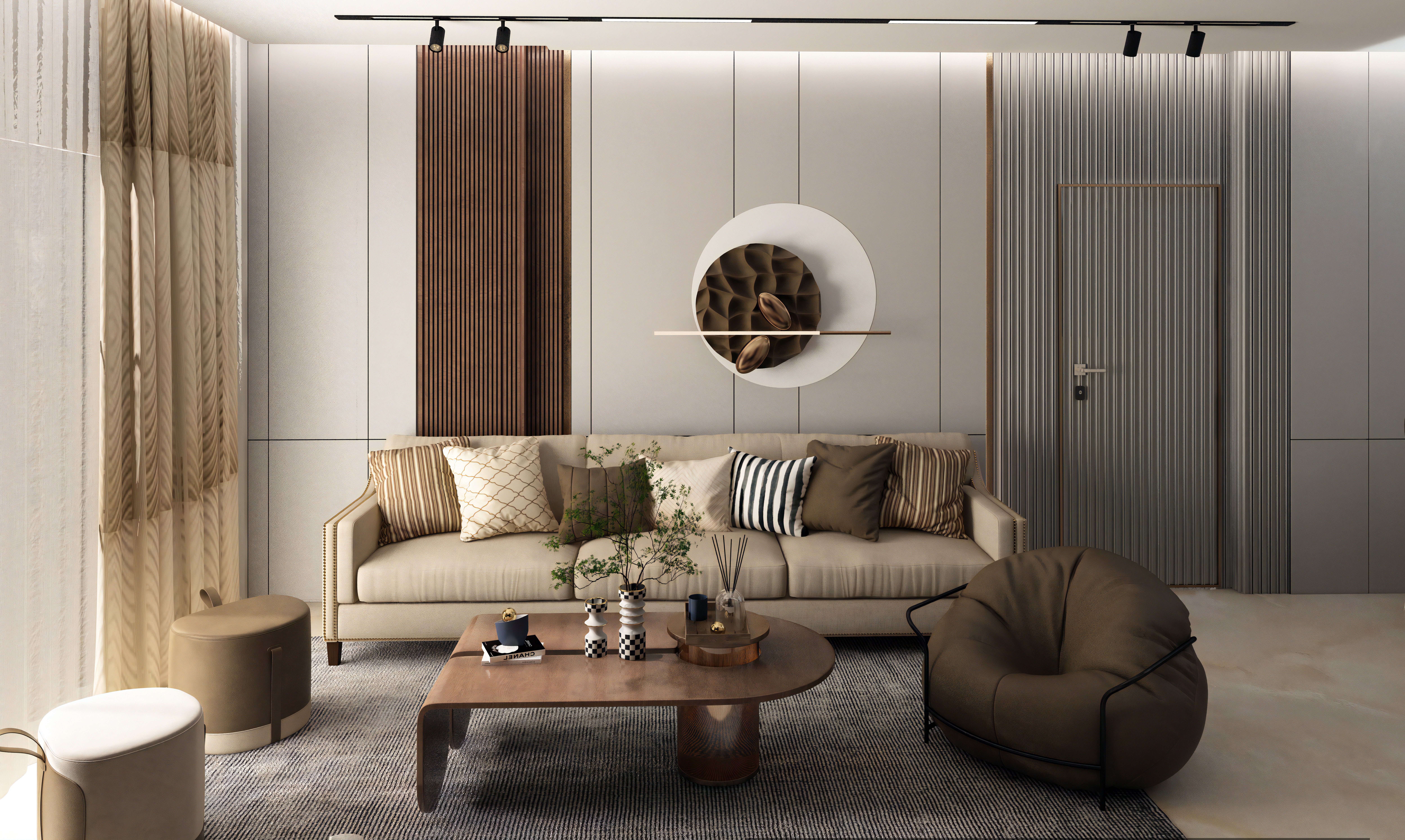 带美式厨房的客厅丨Egypt丨Israa Mahmoud Rayan-7