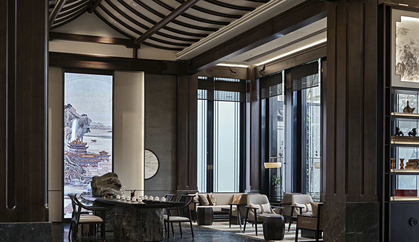 盘石设计 | 吴文粒:1745㎡绝美中式庭院,一帘诗意、四水归情!-32