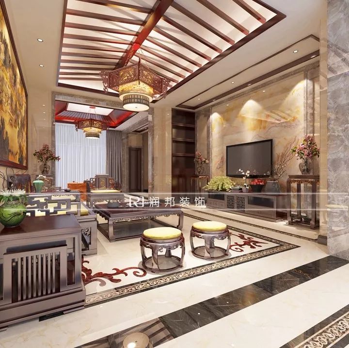 润邦装饰打造 388㎡中式别墅，温馨实用又大气-17