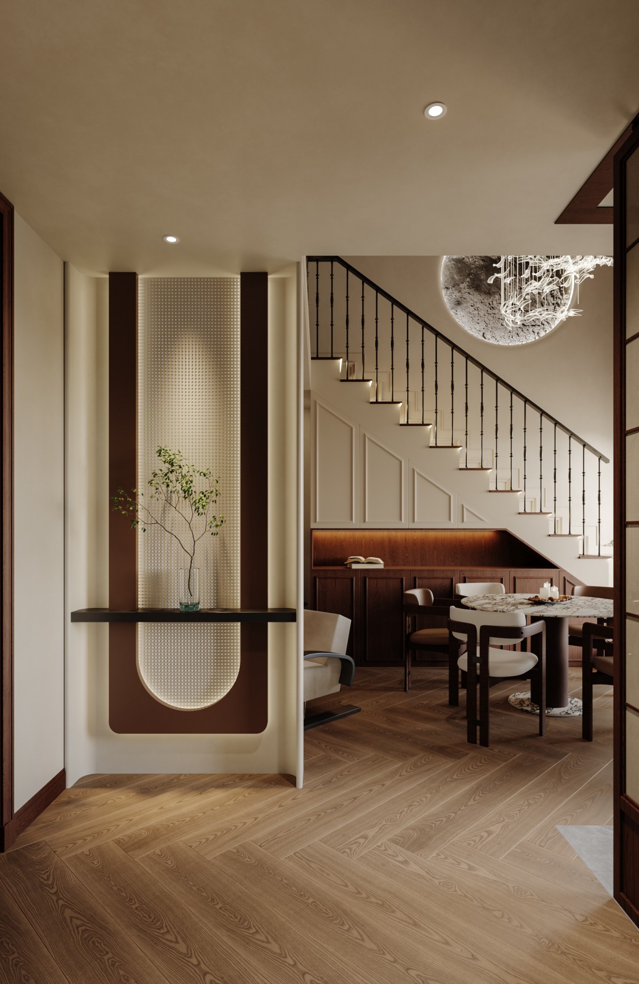 法式挑空复古loft效果图表现-5