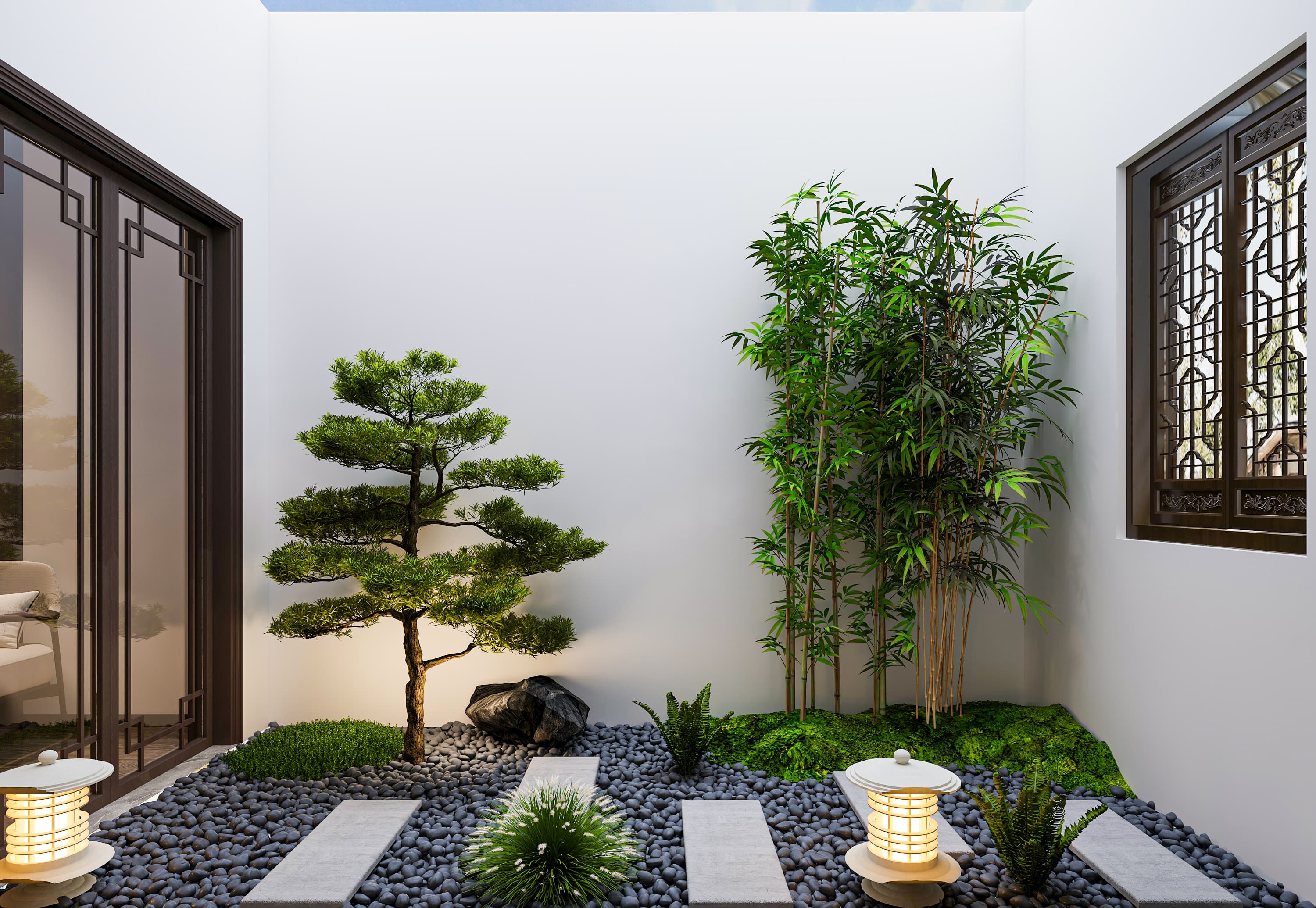 中式办公室+庭院效果案例-5