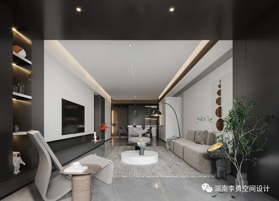 湖南吉首 120㎡暗黑系住宅设计,简约质感,诠释生活温度平衡-4