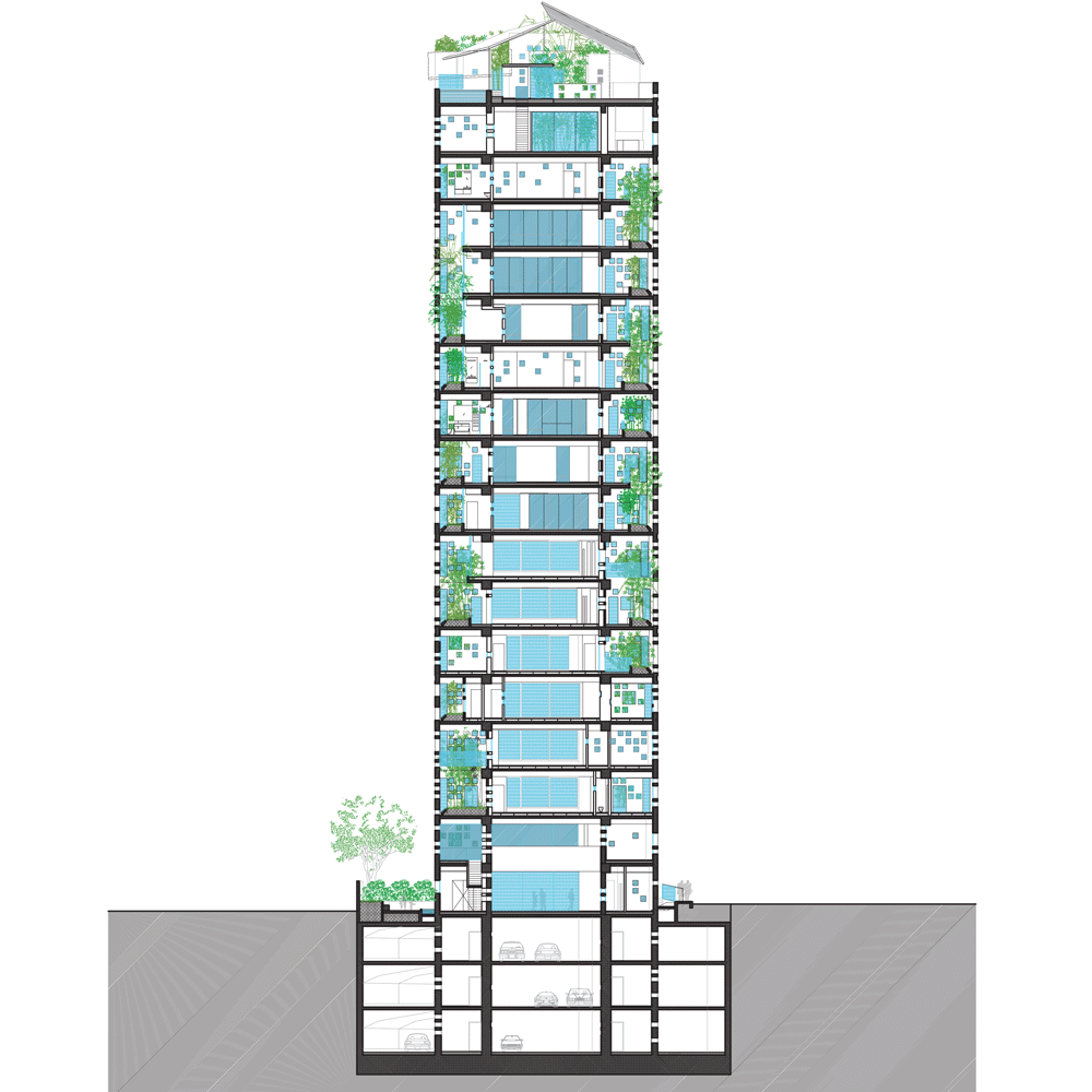 让·努维尔设计塞浦路斯植物塔楼，阳台与植物共舞-38