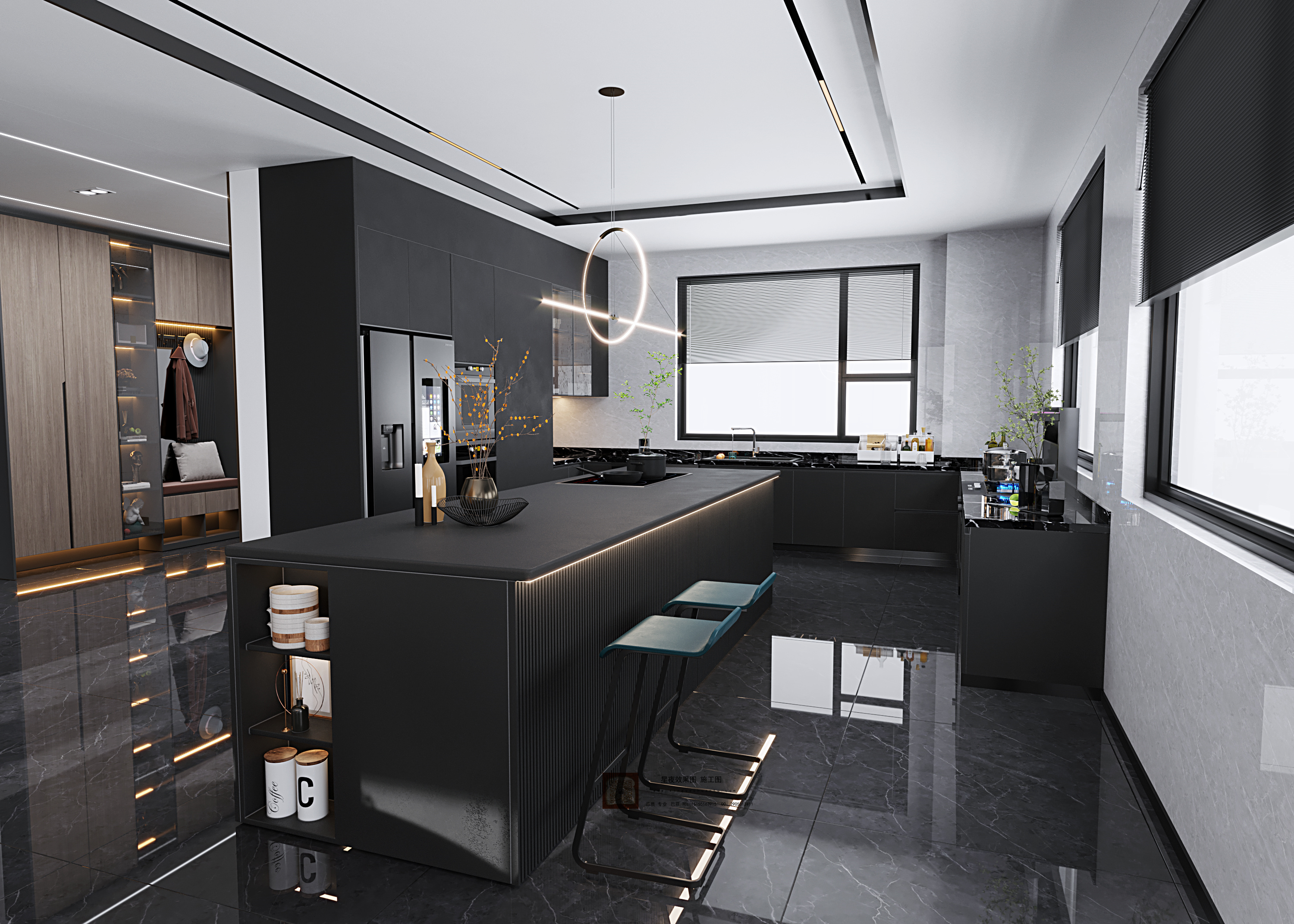 高级黑诠释自由精神·大平层豪宅设计-16