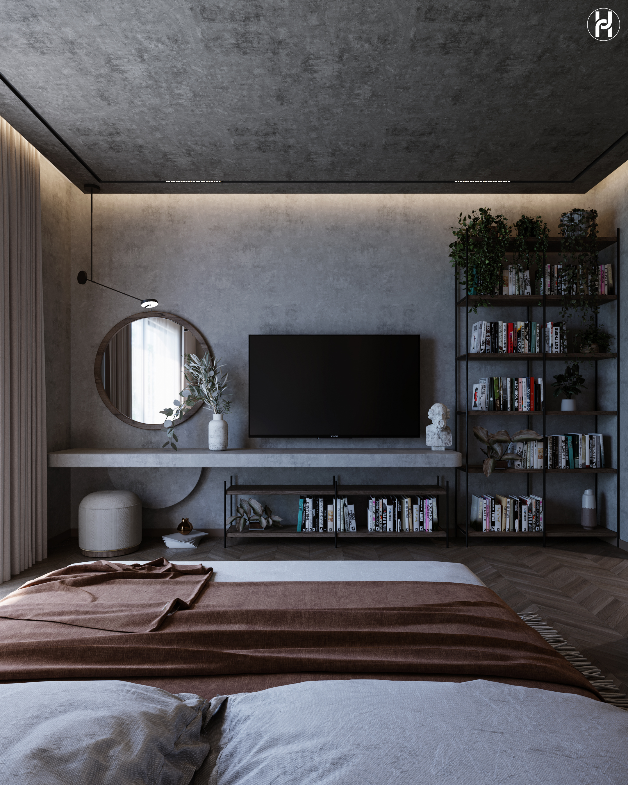 DARK BEDROOM 主卧设计丨Marwa Salah-5