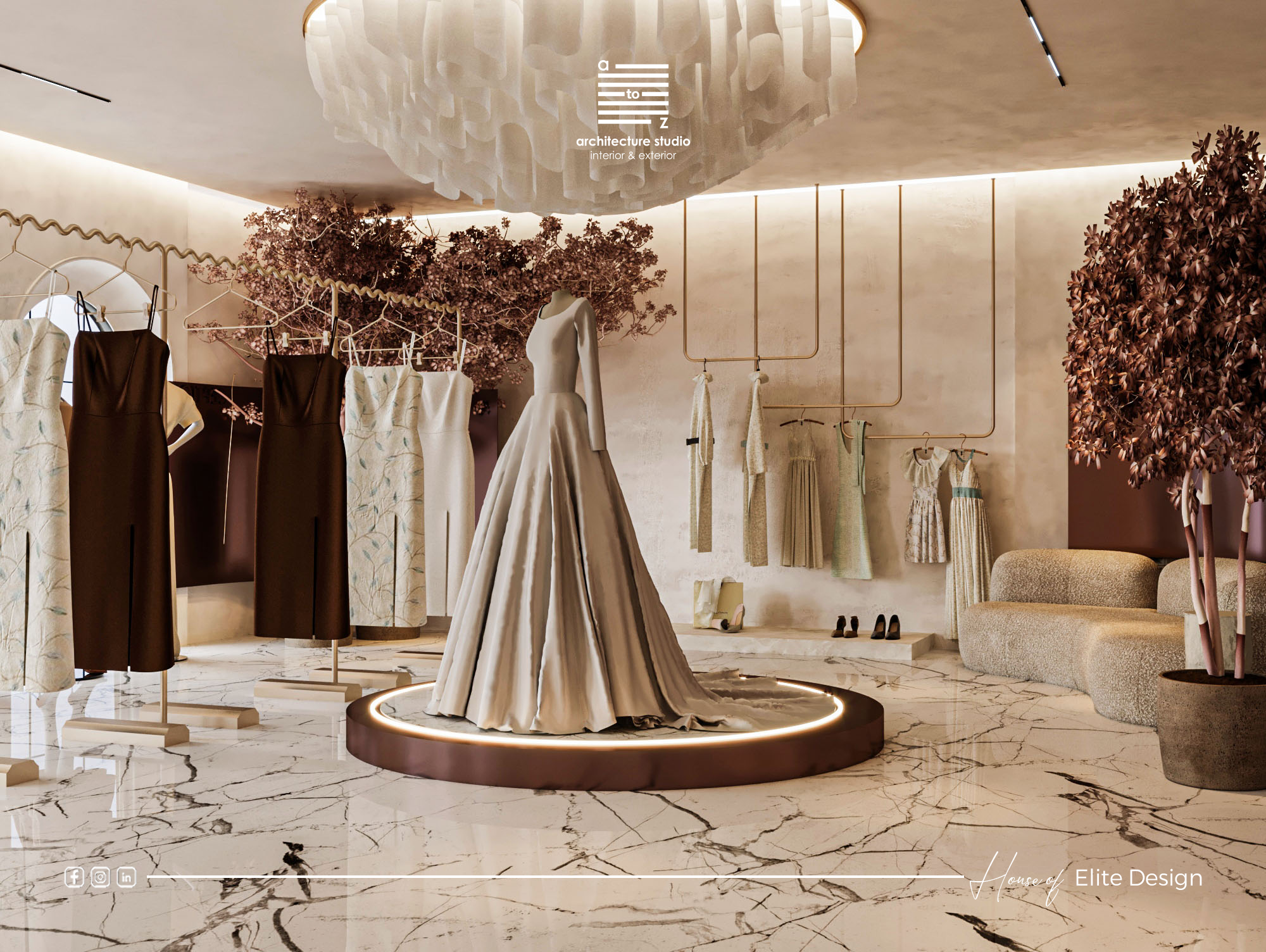 bridal 意为新娘的；婚礼的，atelier 意为工作室；画室；制作室，所以Bridal Atelier可译为婚纱礼服工作室  丨埃及丨A2Z Architects™-13