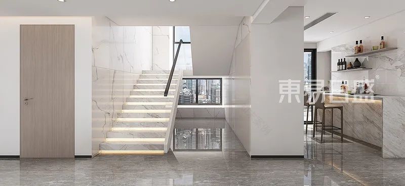 300㎡冷色调复式装修,360度无死角的美!-21