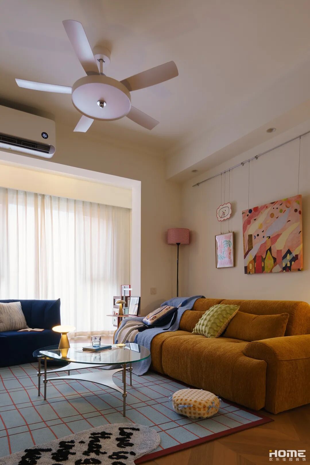 佳园实景|莓想|105㎡包豪斯中古风，三室改两室，大胆鲜活的色彩推门直接被硬控！-36