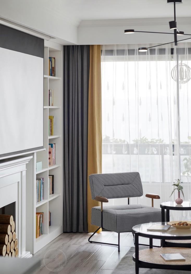 薄荷夏日,书柜壁炉打造清雅空间-5