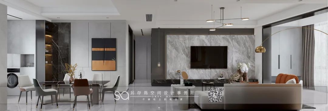 阳光丽城 120 平米后现代住宅,高级灰与亮橙色的视觉冲击-55