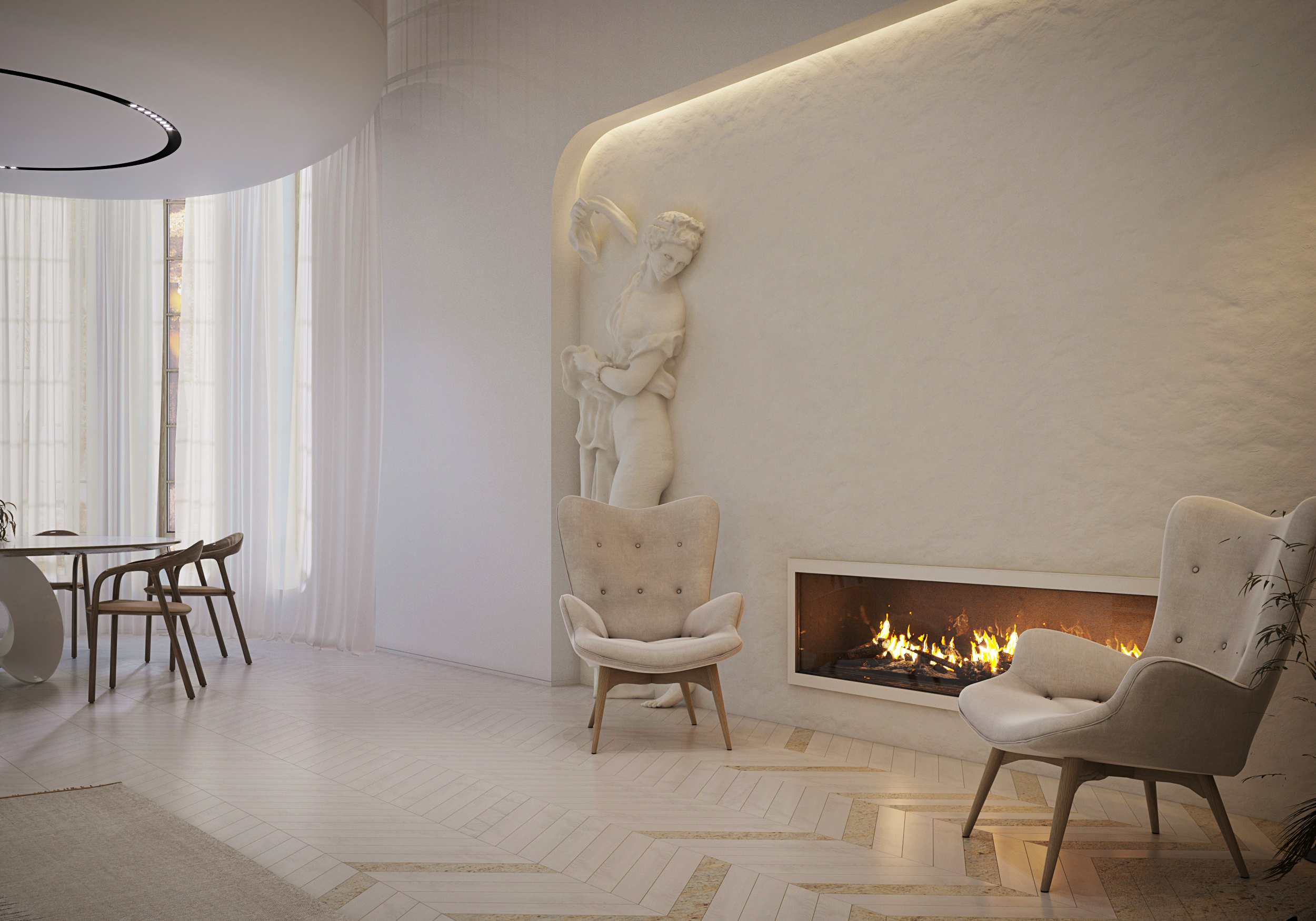 Интерьера дома со спальней на втором этаже-4