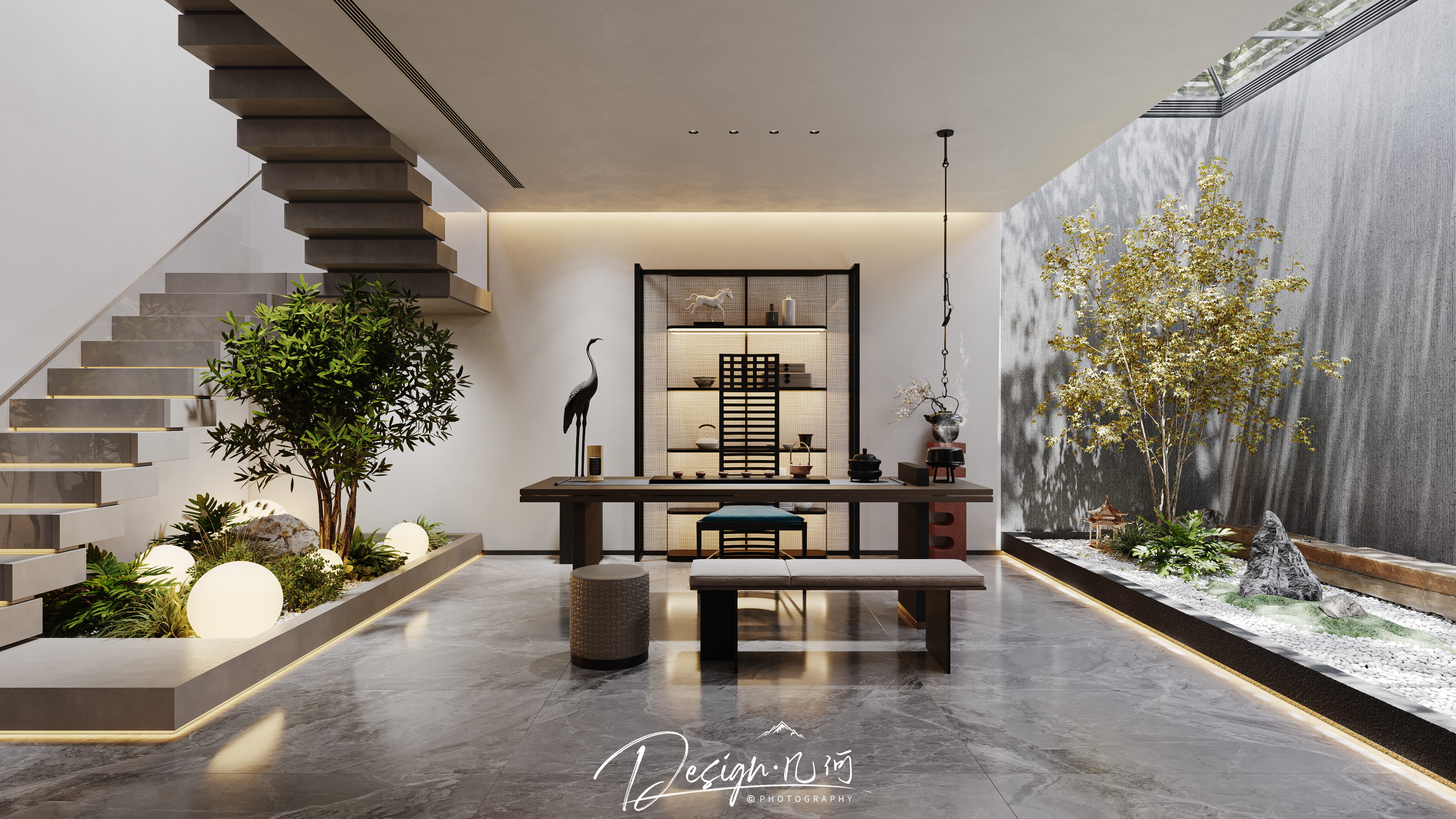 几何空间视觉表现 | 琥珀山庄现代地下室-3