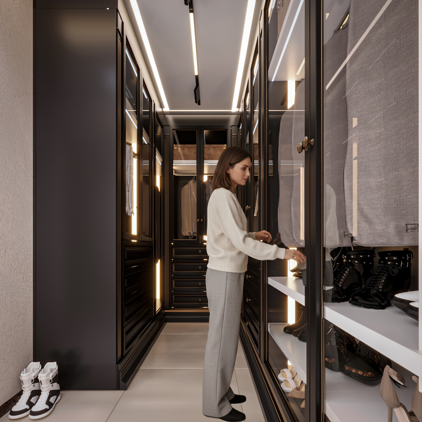 Brown Master卧室及梳妆区设计丨沙特阿拉伯-15