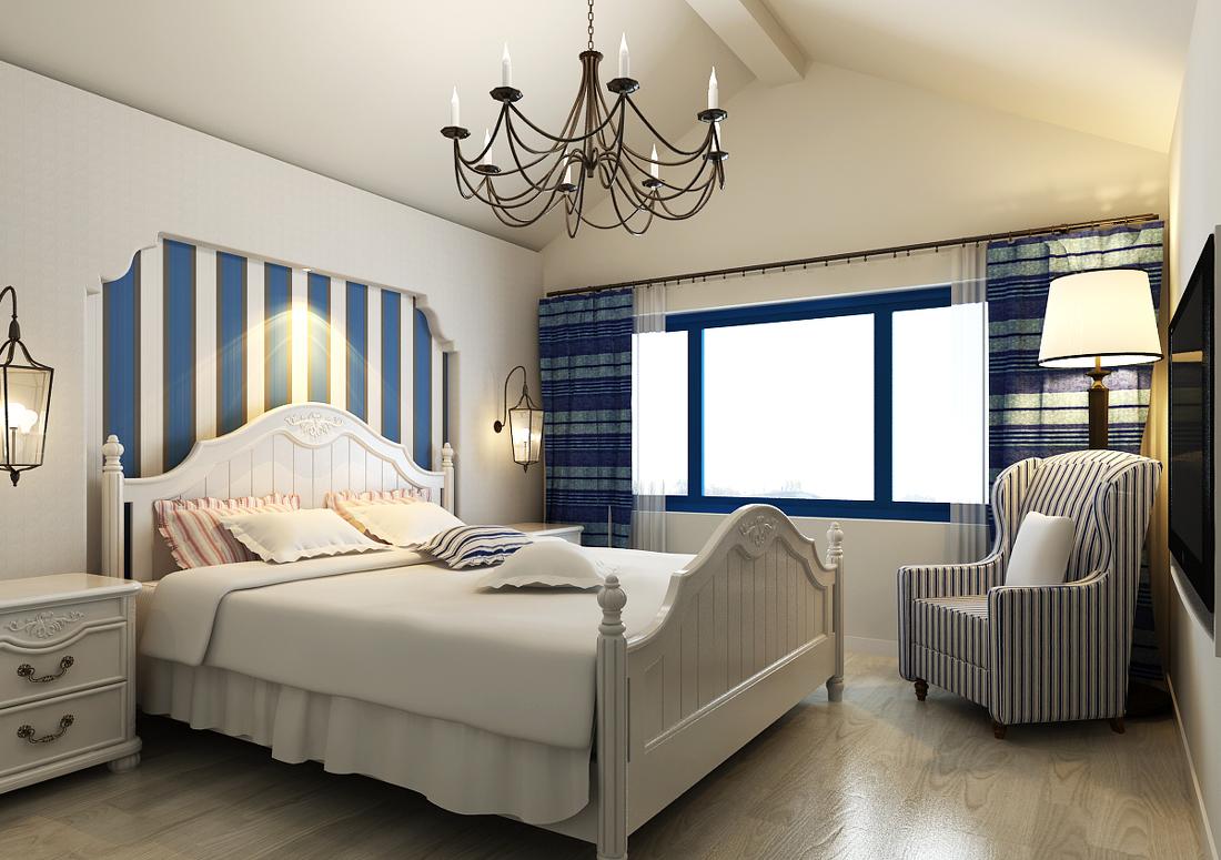 
蓝色经典—吉林市地中海阁楼样板间设计 -2