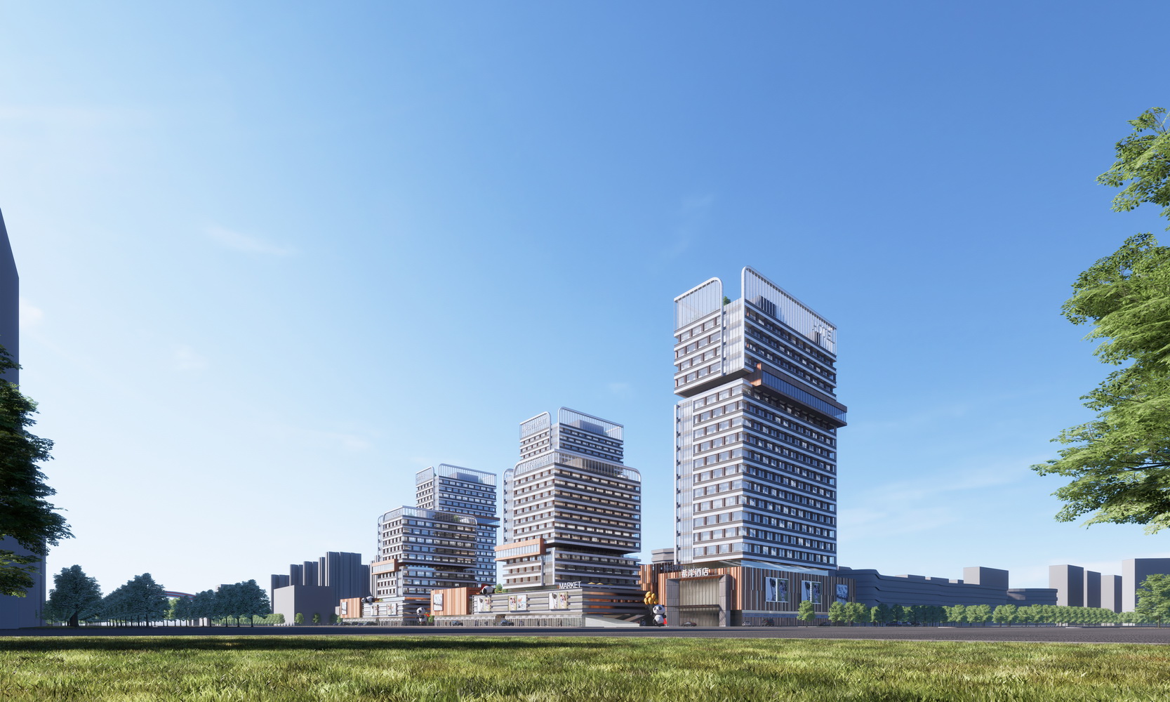 现代产业园办公楼SU模型-4