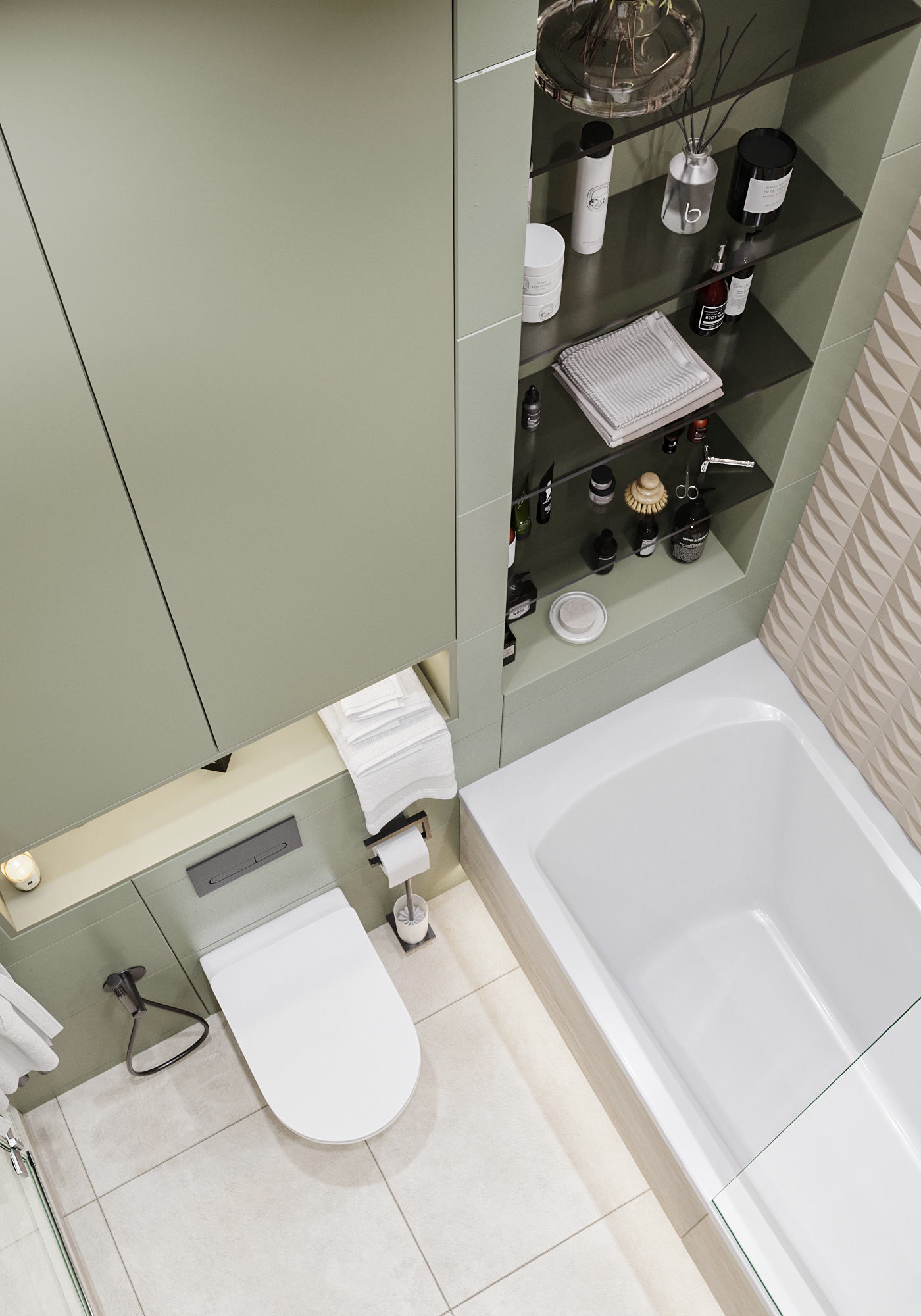 Green and beige 浴室设计-5