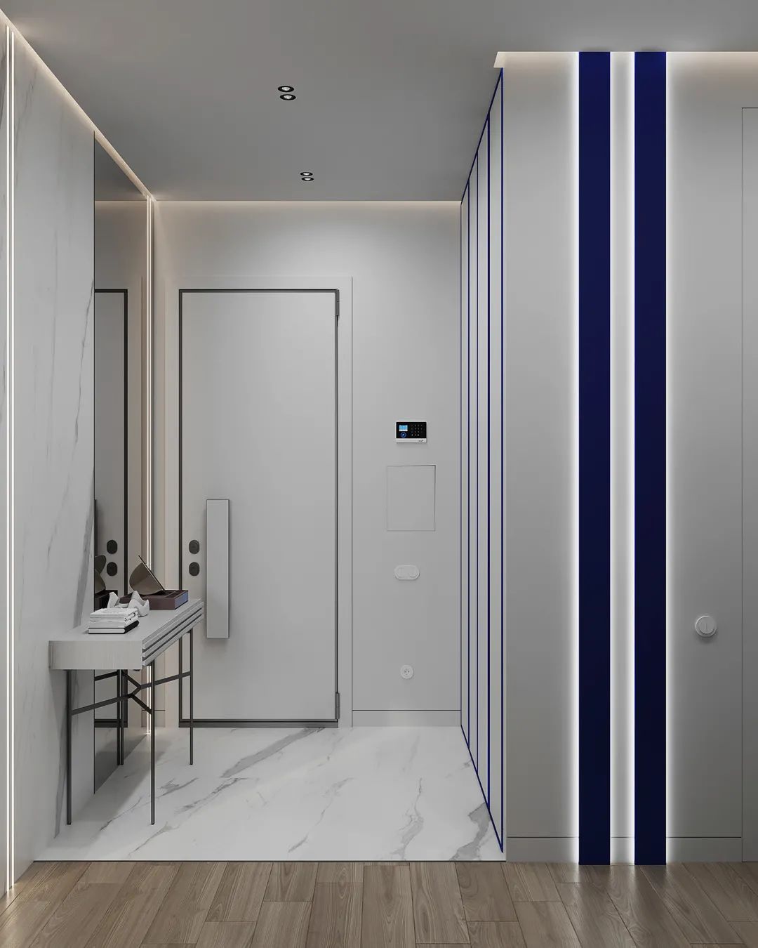 极简高级灰 · 一家三口蓝色豪宅设计丨俄罗斯丨俄罗斯设计师 Alina Larionova-8