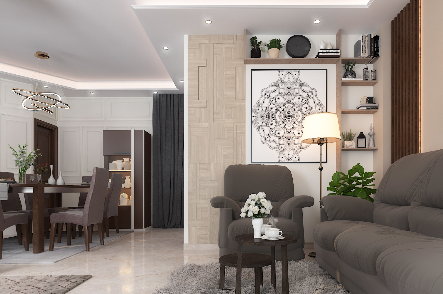 客厅兼餐厅丨埃及开罗丨3Ds MAx,Revit,Photoshop-9